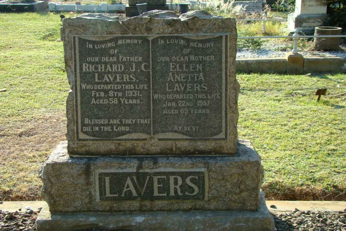LAVERS Richard J.C. -1931 &amp; Ellen Anetta -1957