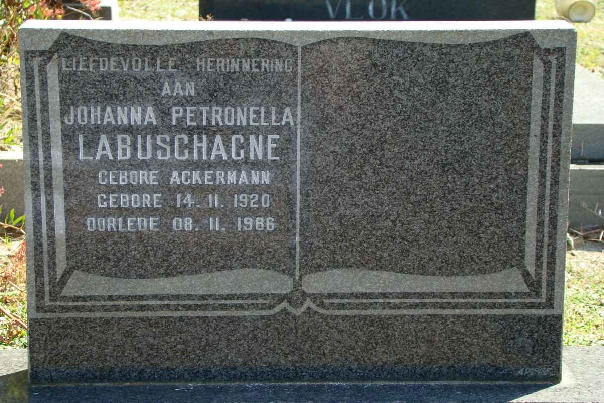 LABUSCHAGNE Johanna Petronella nee ACKERMANN 1920-1986