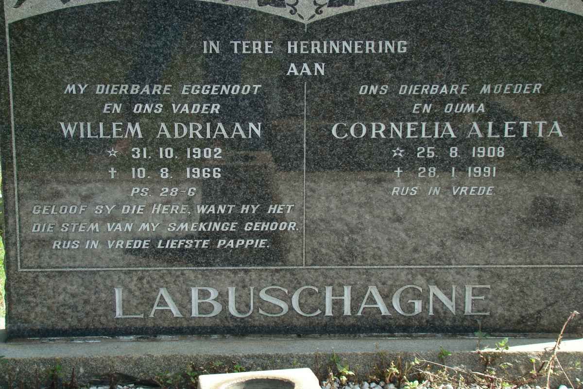 LABUSCHAGNE Willem Adriaan 1902-1966 &amp; Cornelia Aletta 1908-1991