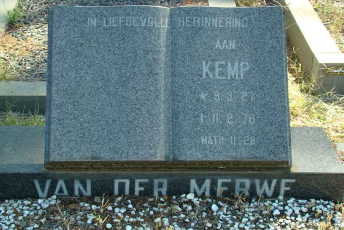 MERWE Kemp, van der 1927-1978