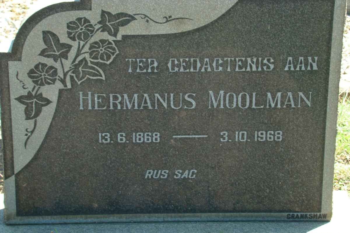 MOOLMAN Hermanus 1868-1968