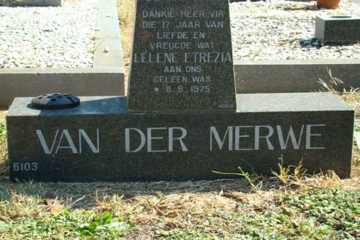MERWE  I. Elene Etrezia, van der  -1975