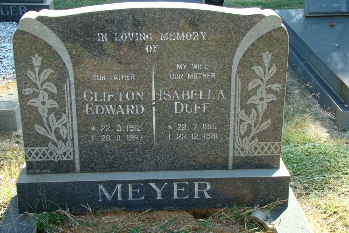 MEYER Clifton Edward 1912-1997 &amp; Isabella Duff 1915-1981