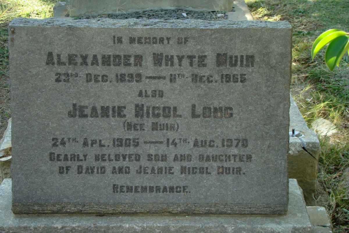 MUIR Alexander Whyte 1899-1965 :: LONG Jeanie Nicol nee MUIR 1905-1970