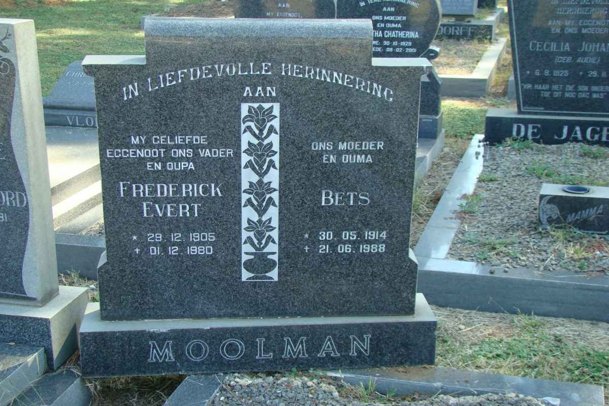 MOOLMAN Frederick Evert 1905-1980 &amp; Bets 1914-1988