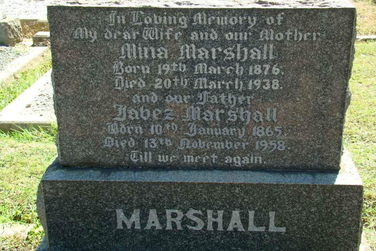 MARSHALL Jabez 1865-1958 &amp; Mina 1876-1938