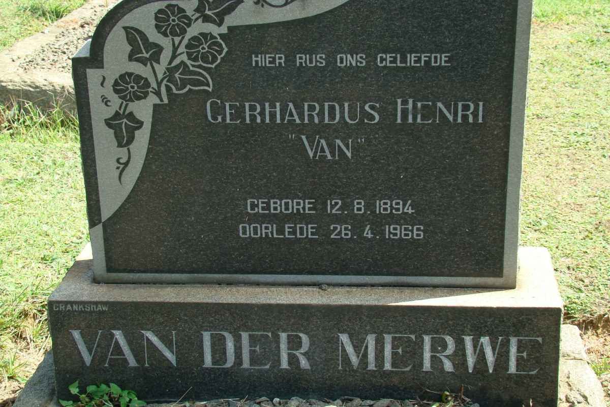MERWE Gerhardus Henri, van der 1894-1966