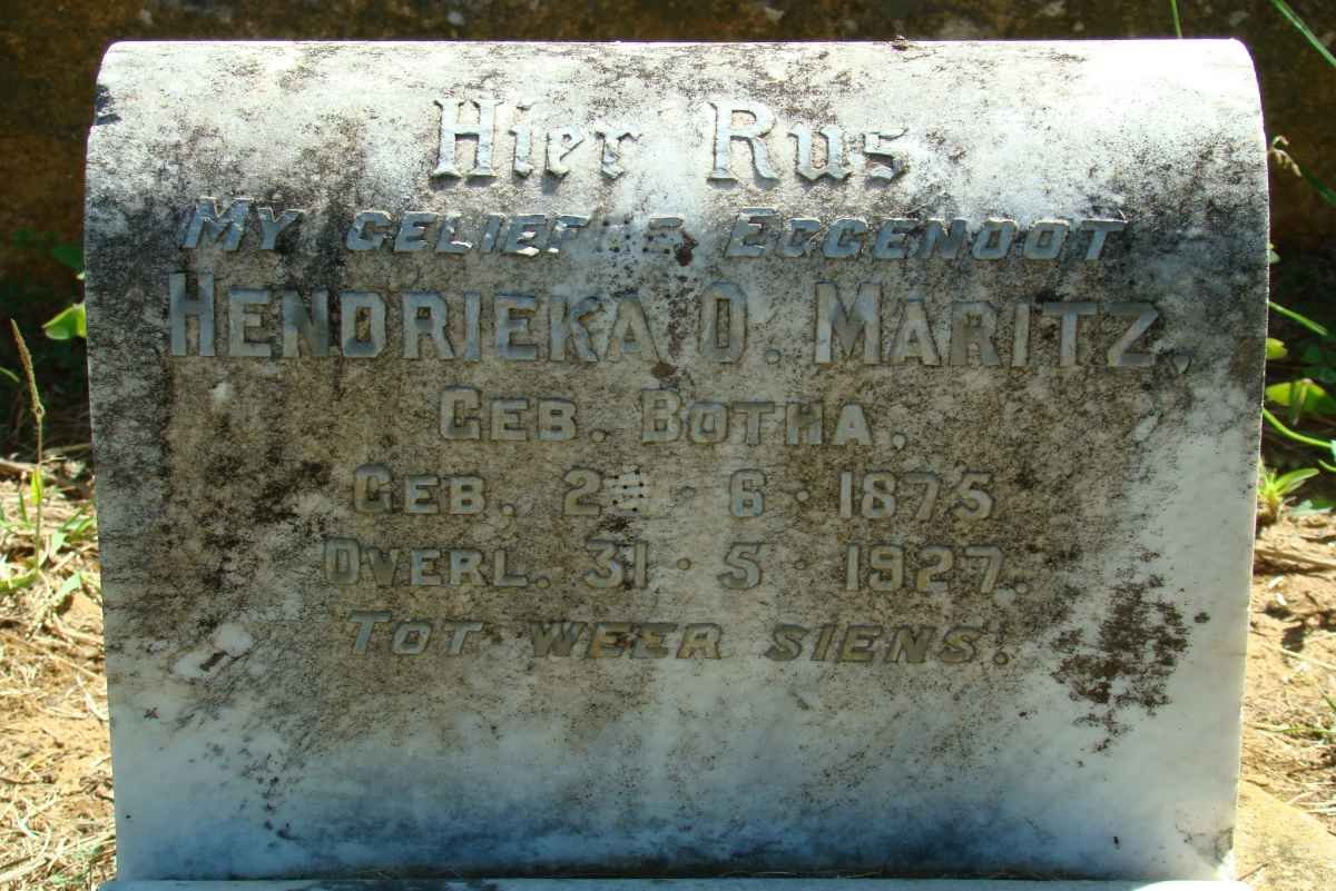 MARITZ Hendrieka O. nee BOTHA 1875-1927