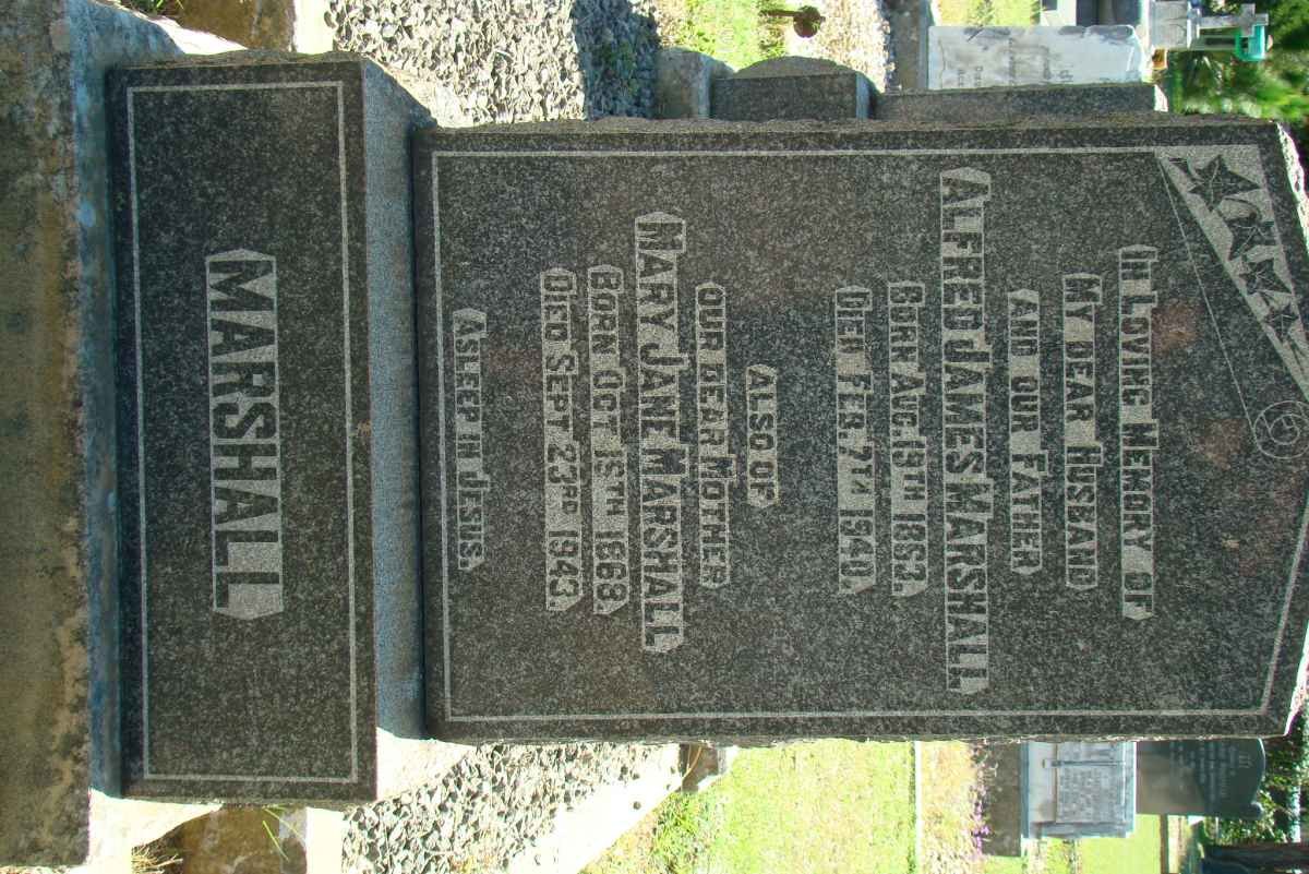 MARSHALL Alfred James 1863-1940 &amp; Mary Jane 1868-1943