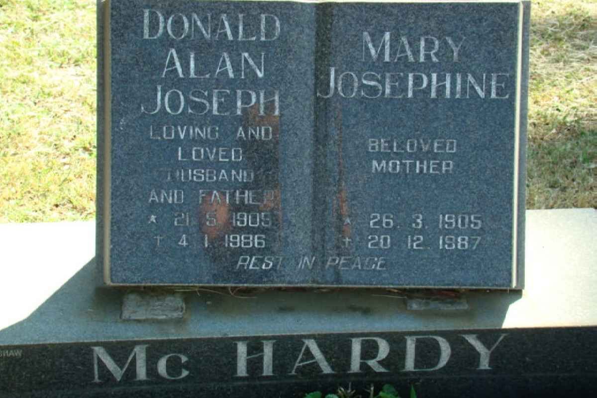 McHARDY Donald Alan Joseph 1905-1986 &amp; Mary Josephine 1905-1987