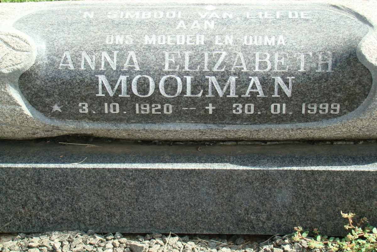 MOOLMAN Anna Elizabeth 1920-1999