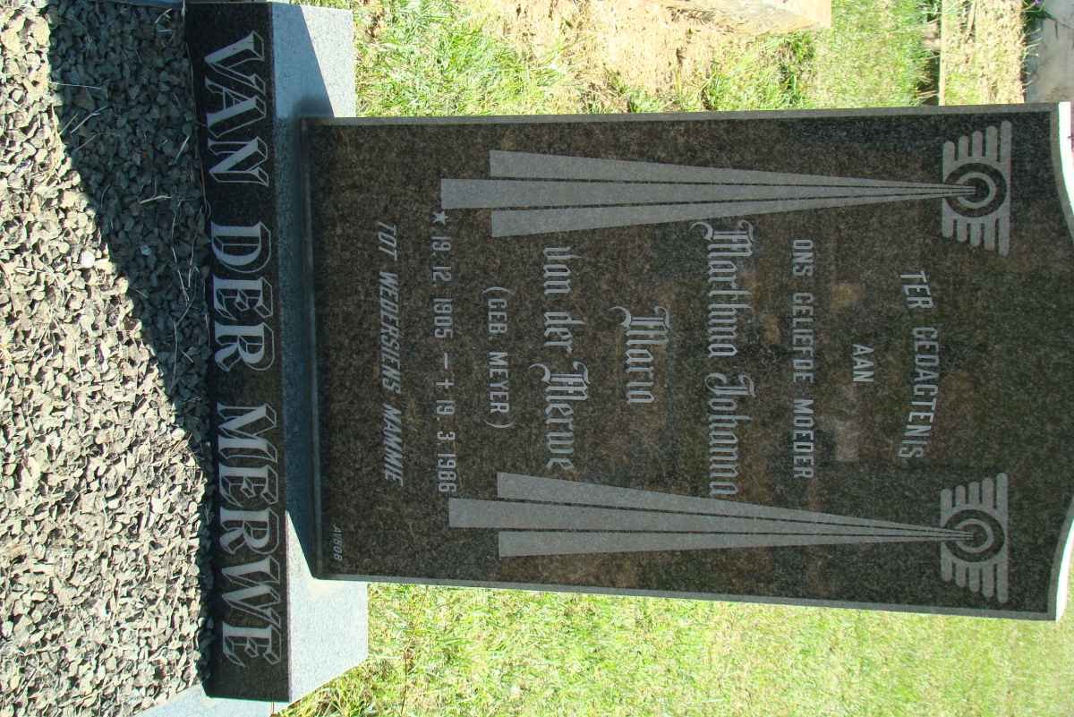 MERWE Marthina Johanna Maria, van der nee MEYER 1905-1986