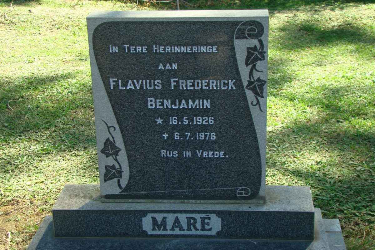 MARE Flavius Frederick Benjamin 1926-1976