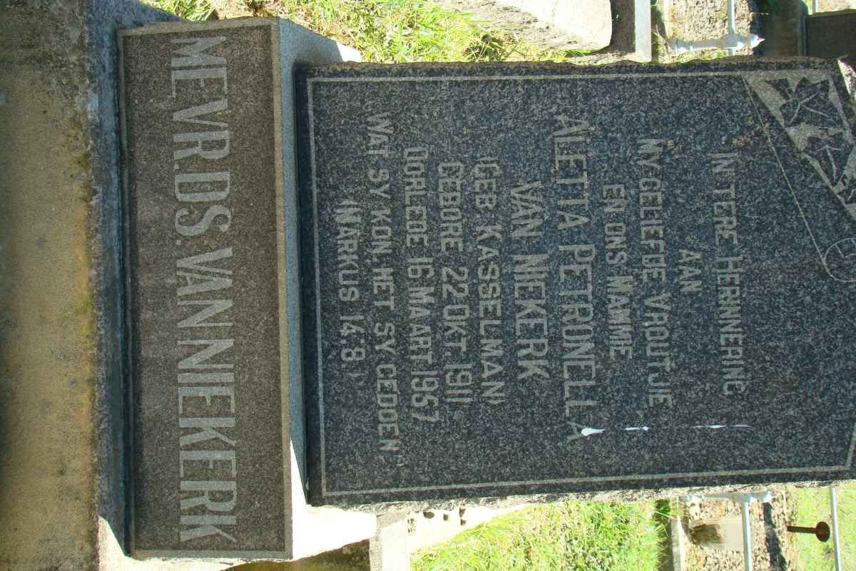 NIEKERK Aletta Petronella, van nee KASSELMAN 1911-1957