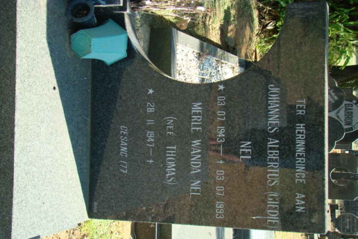 NEL Johannes Albertus 1943-1993 &amp; Merle Wanda THOMAS 1947-