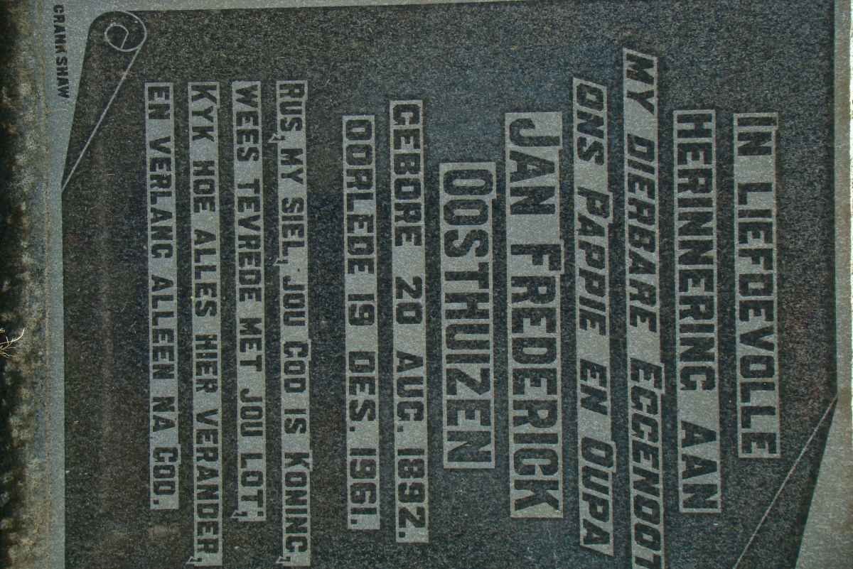 OOSTHUIZEN Jan Frederick 1892-1961