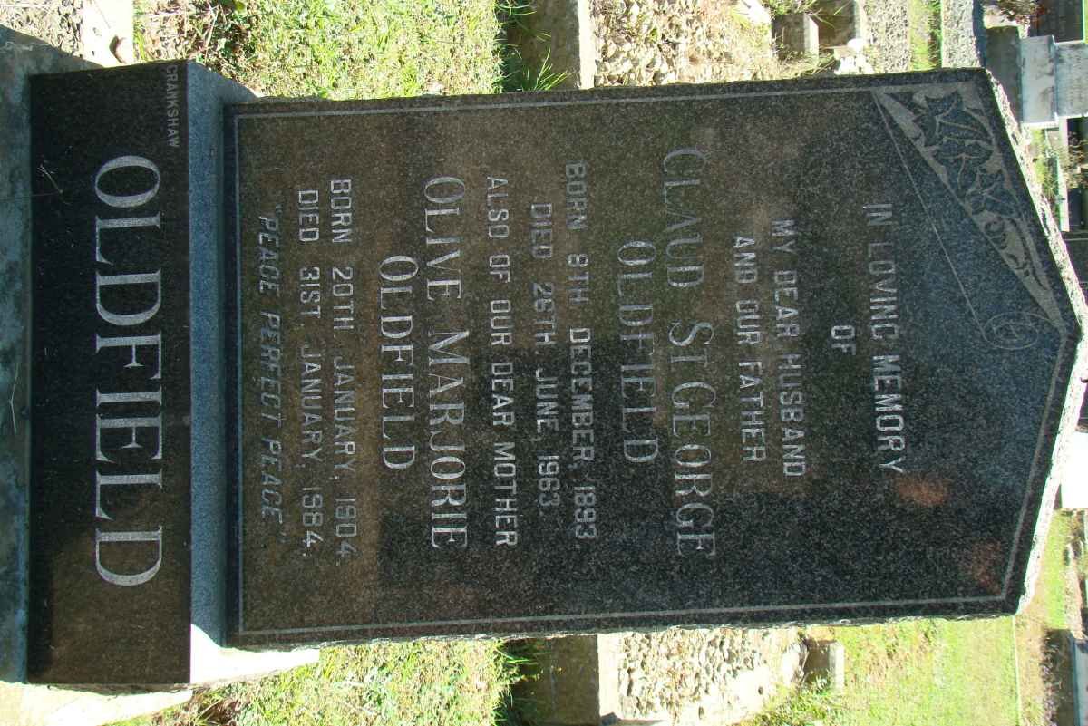 OLDFIELD Claud St. George 1893-1963 &amp; Olive Marjorie 1904-1984