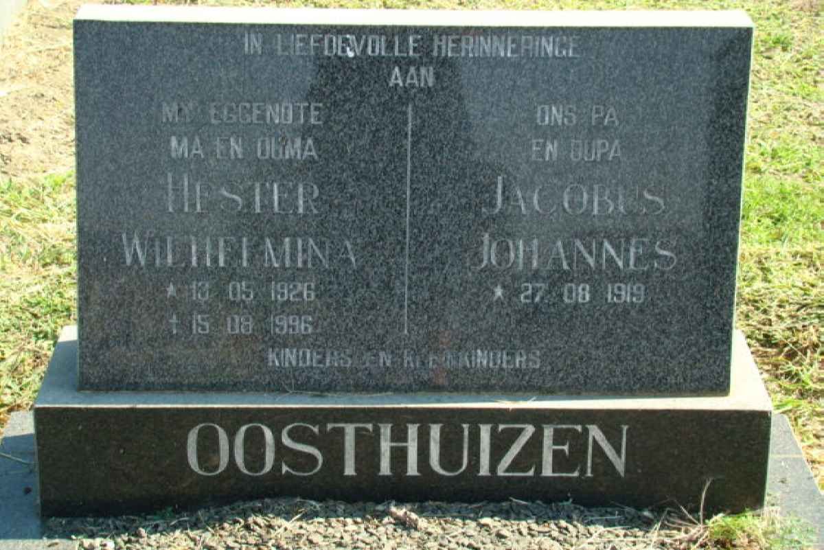 OOSTHUIZEN Jacobus Johannes 1919- &amp; Hester Wilhelmina 1926-1996