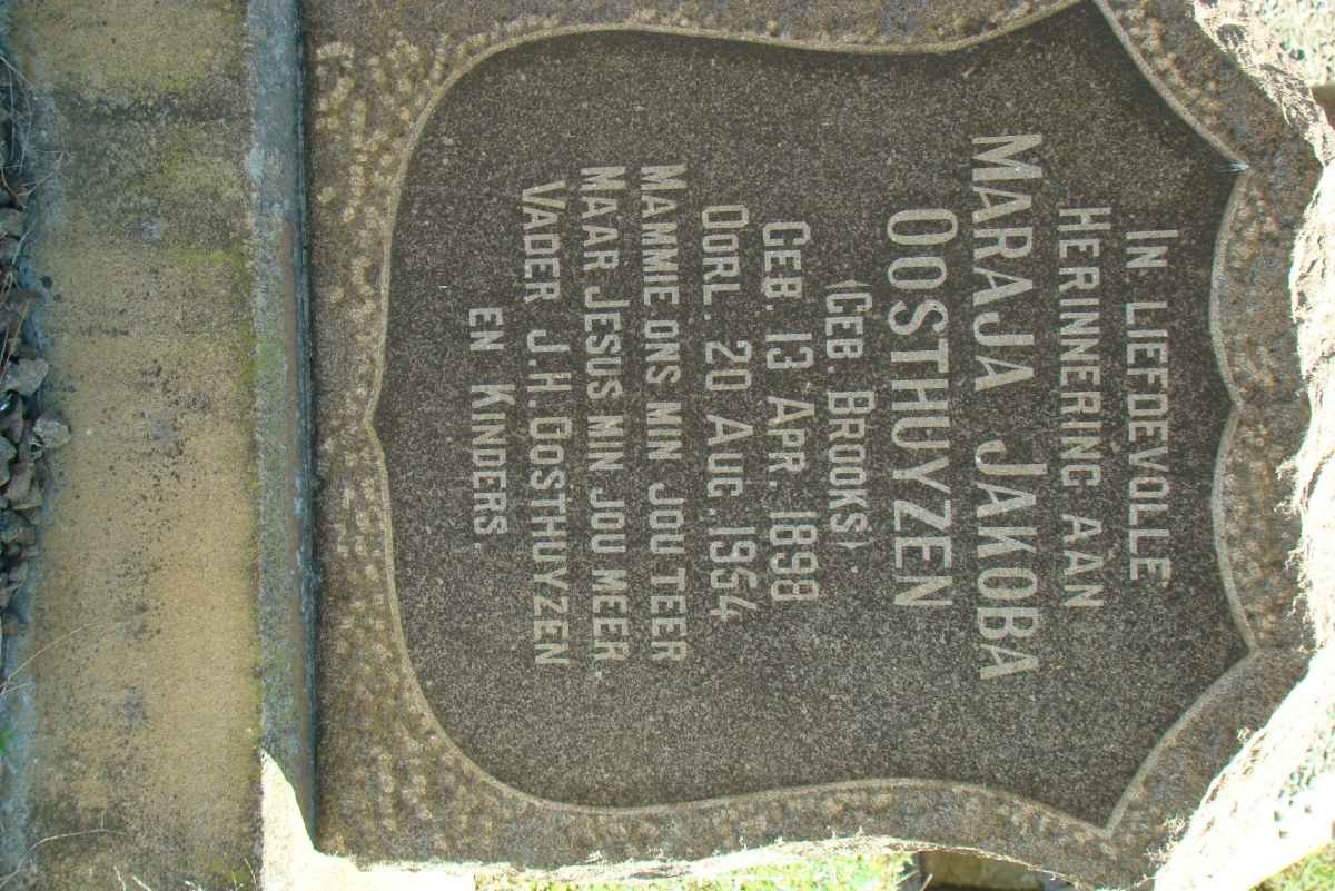 OOSTHUYZEN Maraja Jakoba nee BROOKS 1898-1954