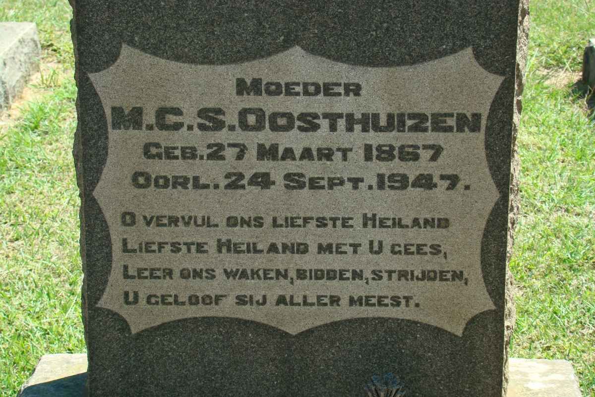 OOSTHUIZEN M.C.S. 1867-1947