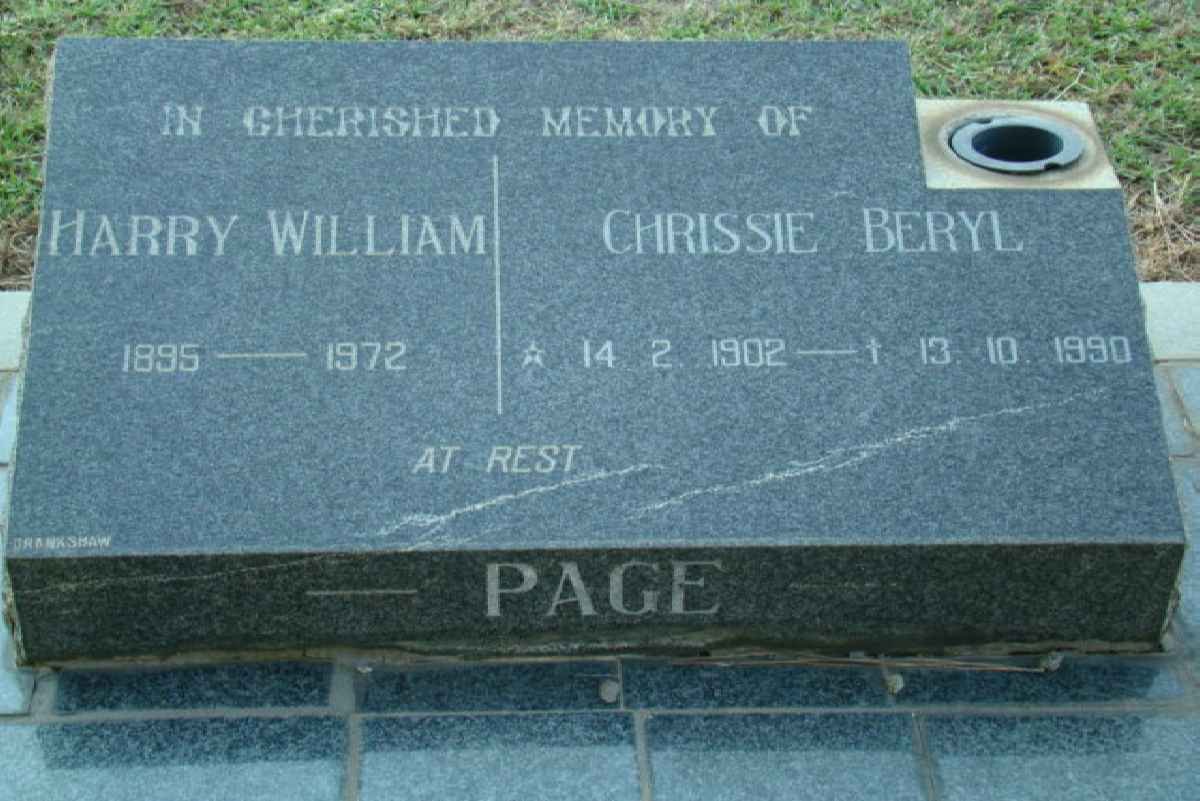 PAGE Harry William 1895-1972 &amp; Chrissie Beryl 1902-1990