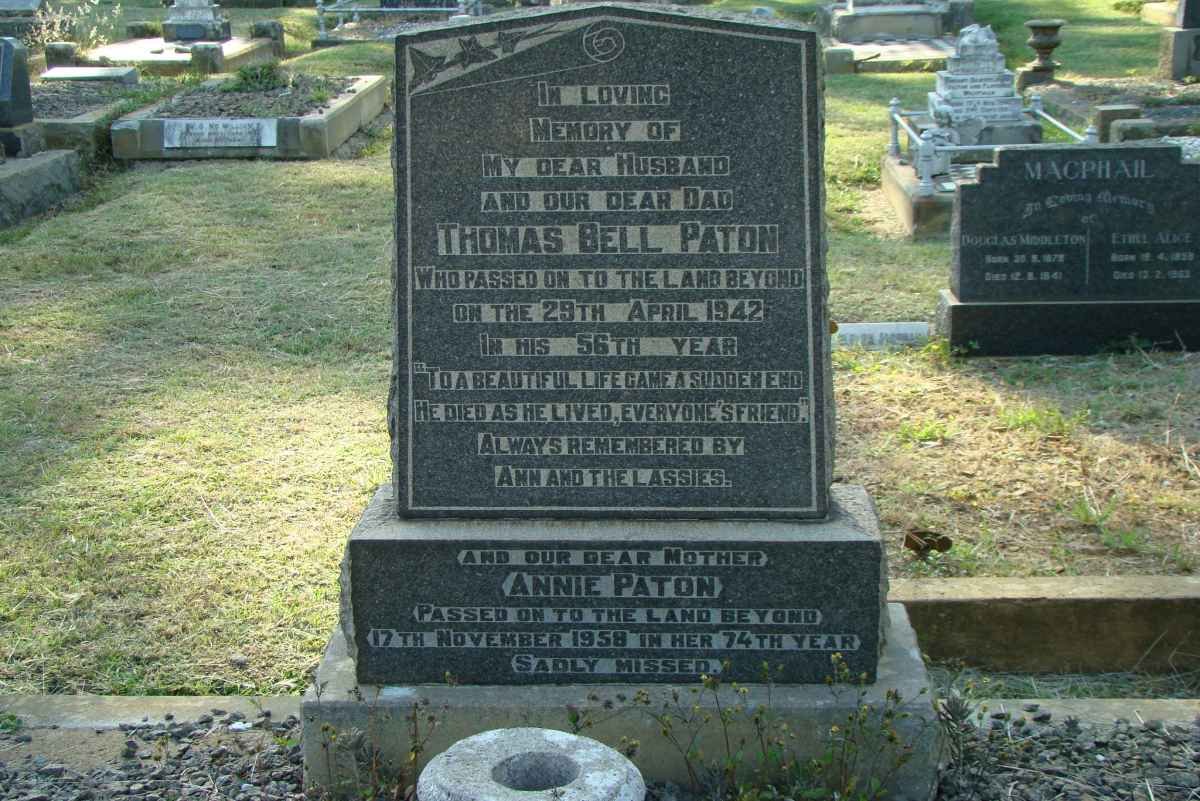 PATON Thomas Bell -1942 &amp; Annie -1958