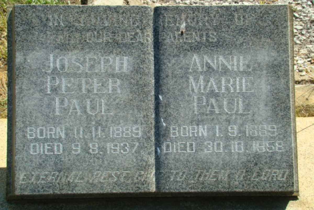 PAUL Joseph Peter 1889-1937 &amp; Annie Marie 1889-1958
