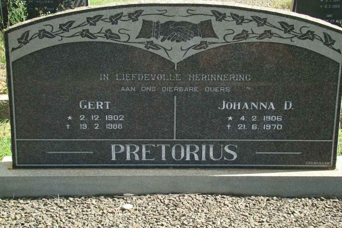PRETORIUS Gert 1902-1988 &amp; Johanna D. 1906-1970