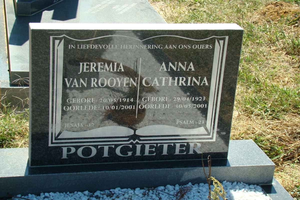 POTGIETER Jeremia van Rooyen 1914-2001 &amp; Anna Cathrina 1923-2001