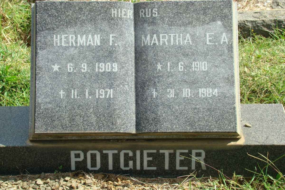 POTGIETER Herman F. 1909-1971 &amp; Martha E.A. 1910-1984