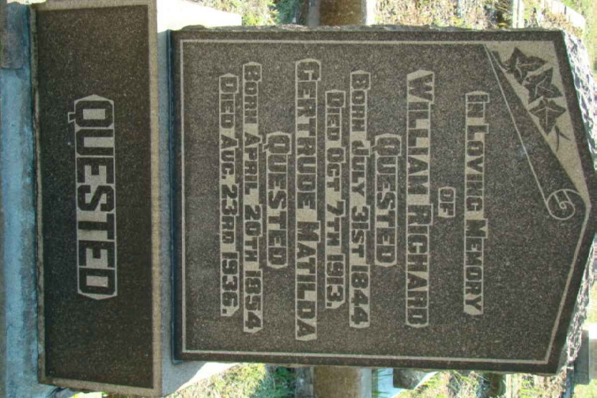 QUESTED William Richard 1844-1913 &amp; Gertrude Matilda 1854-1936