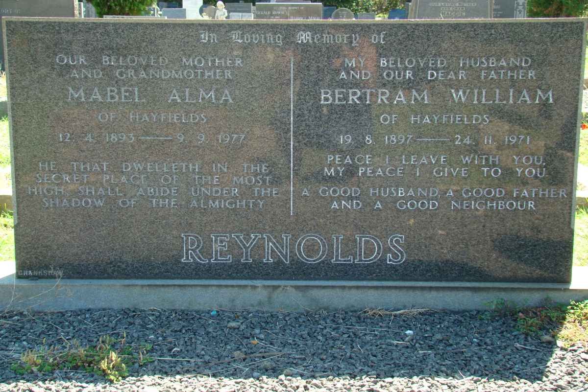 REYNOLDS Bertram William 1897-1971 &amp; Mabel Alma 1893-1977