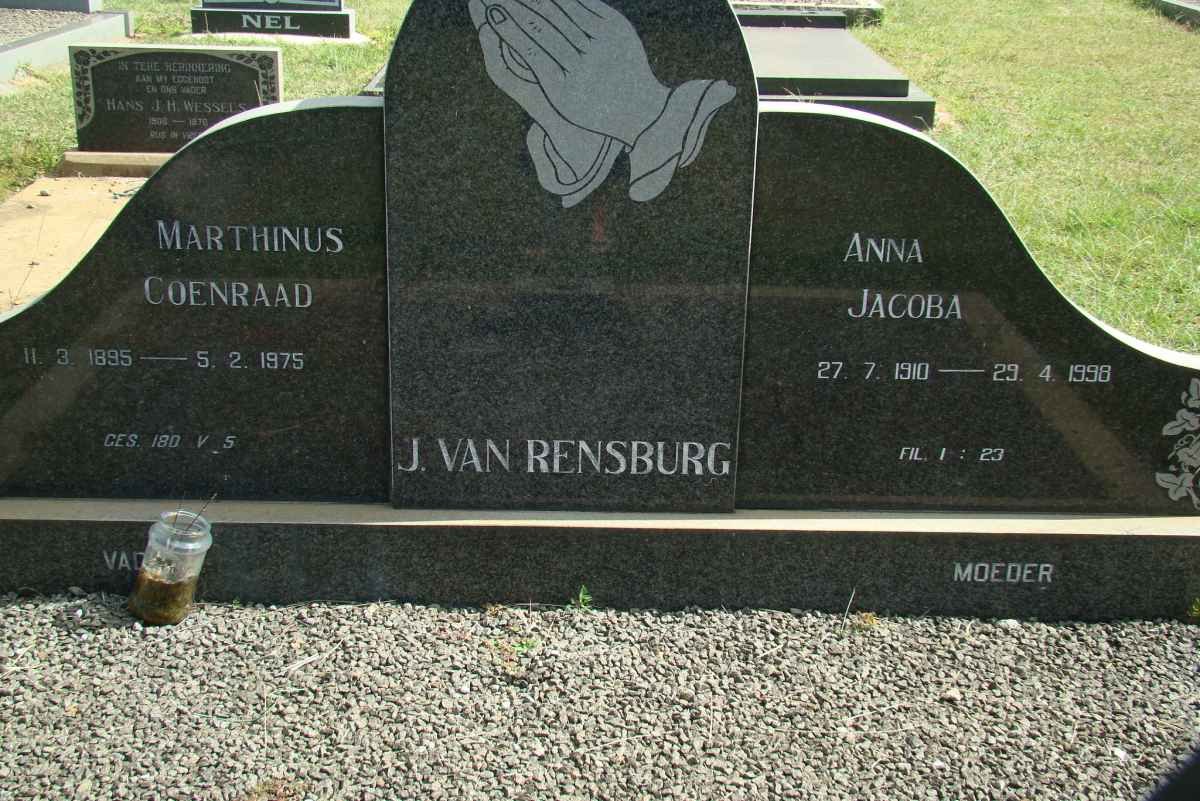 RENSBURG Marthinus Coenraad, Janse van 1895-1975 &amp; Anna Jacoba 1910-1998