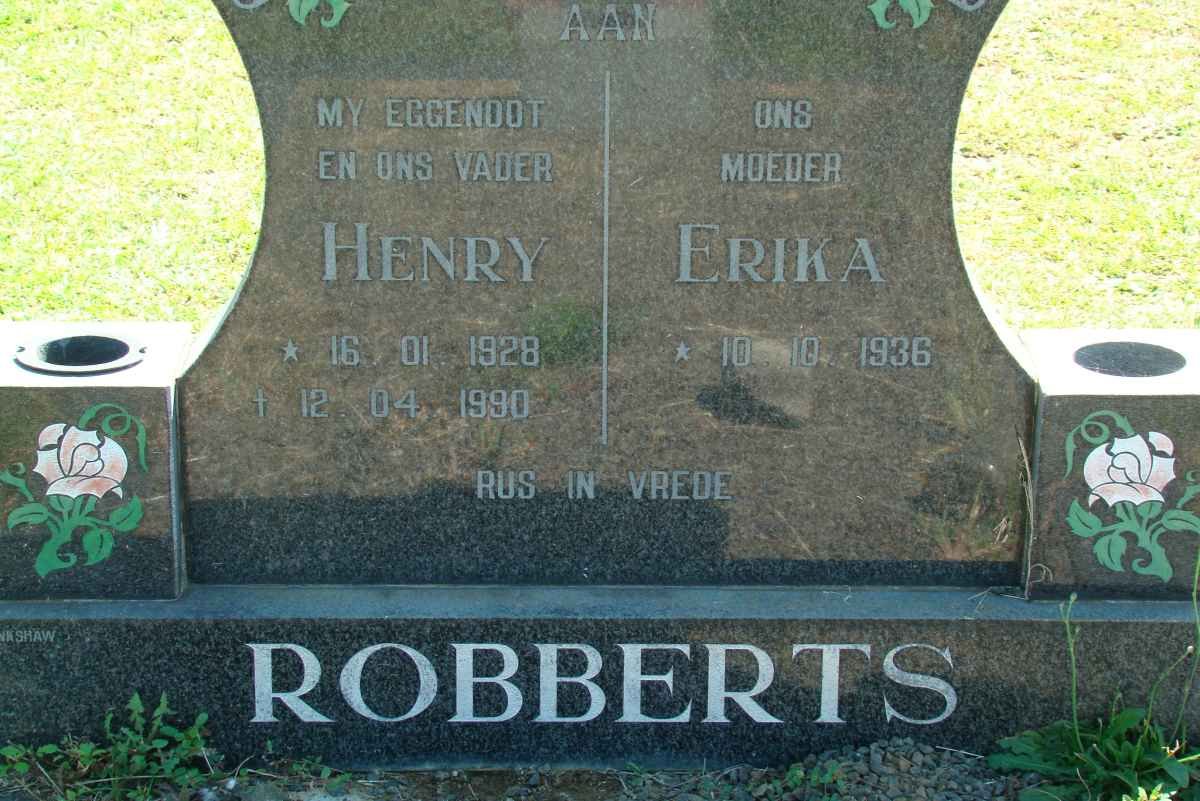 ROBBERTS Henry 1928-1990 &amp; Erika 1936-