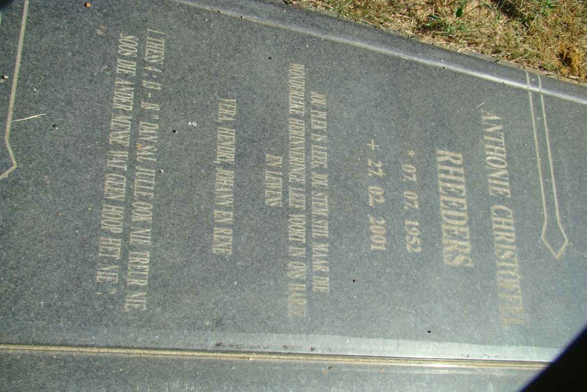 RHEEDERS Anthonie Christoffel 1952-2001
