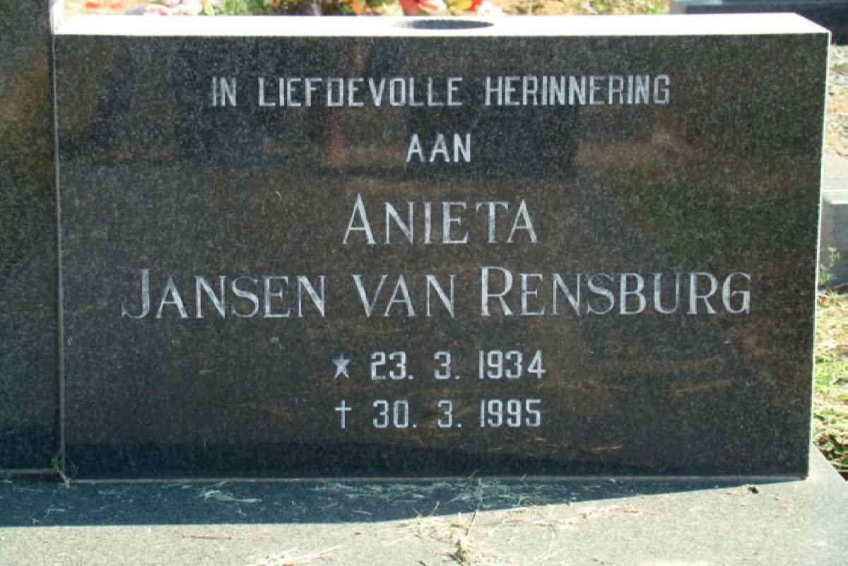 RENSBURG Anieta, Jansen van 1934-1995