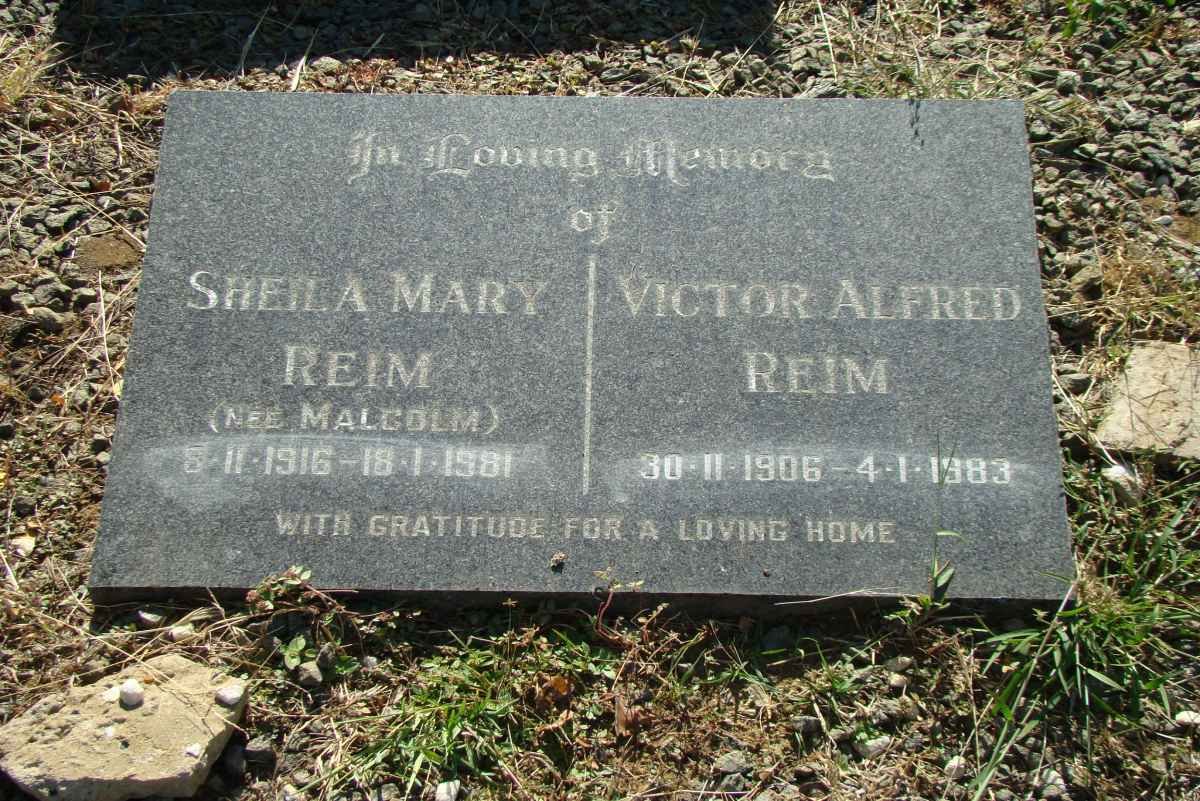 REIM Victor Alfred 1906-1983 &amp; Sheila Mary MALCOLM 1916-1981