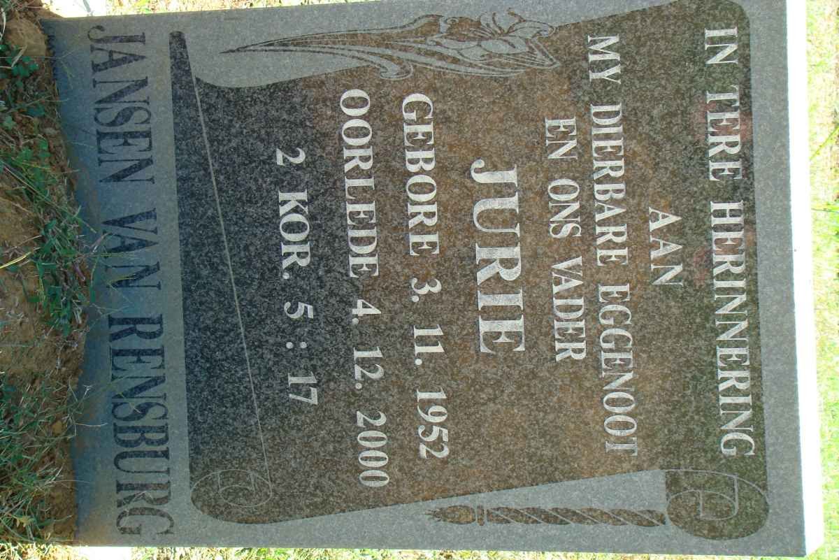 RENSBURG Jurie, Jansen van 1952-2000