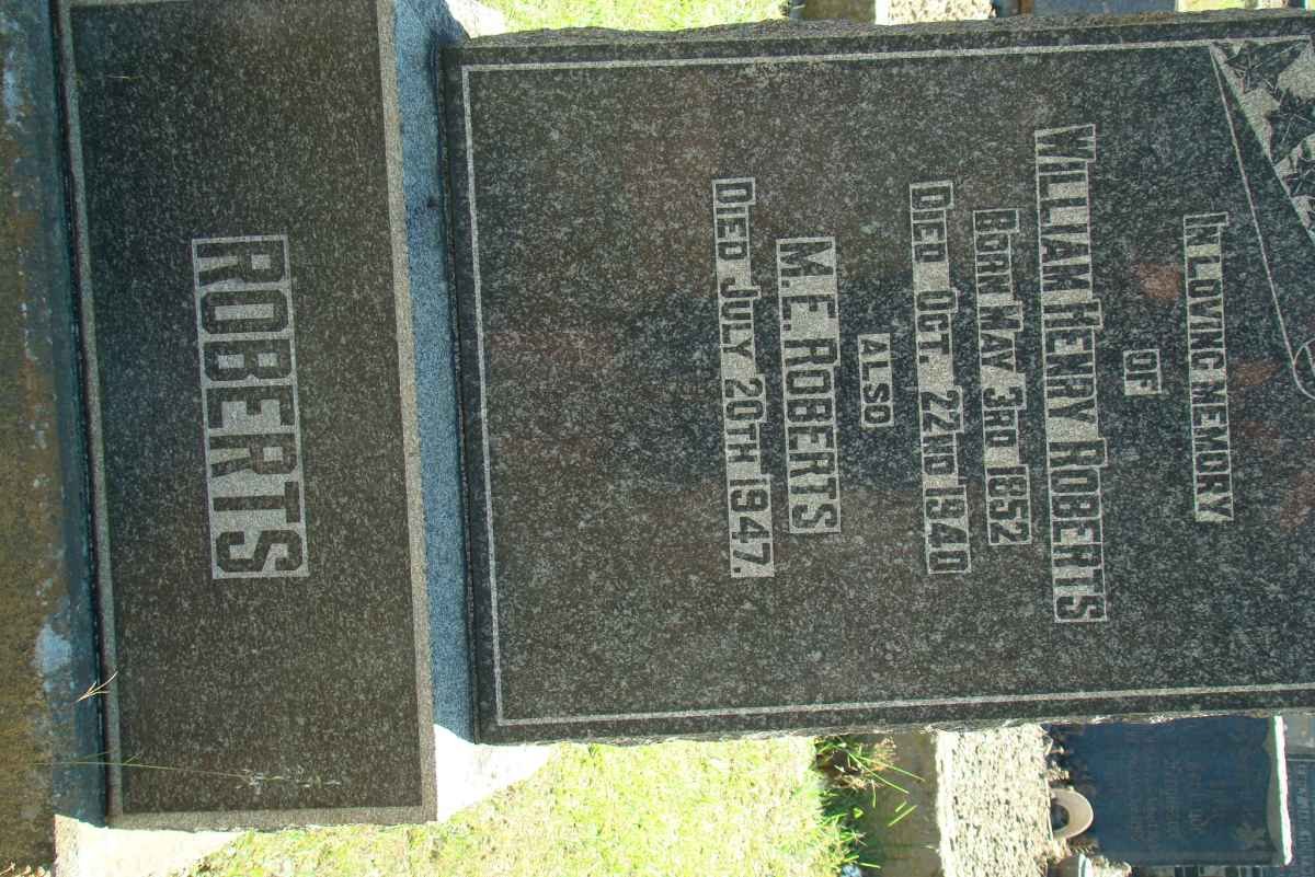 ROBERTS William Henry 1852-1940 &amp; M.E. -1947