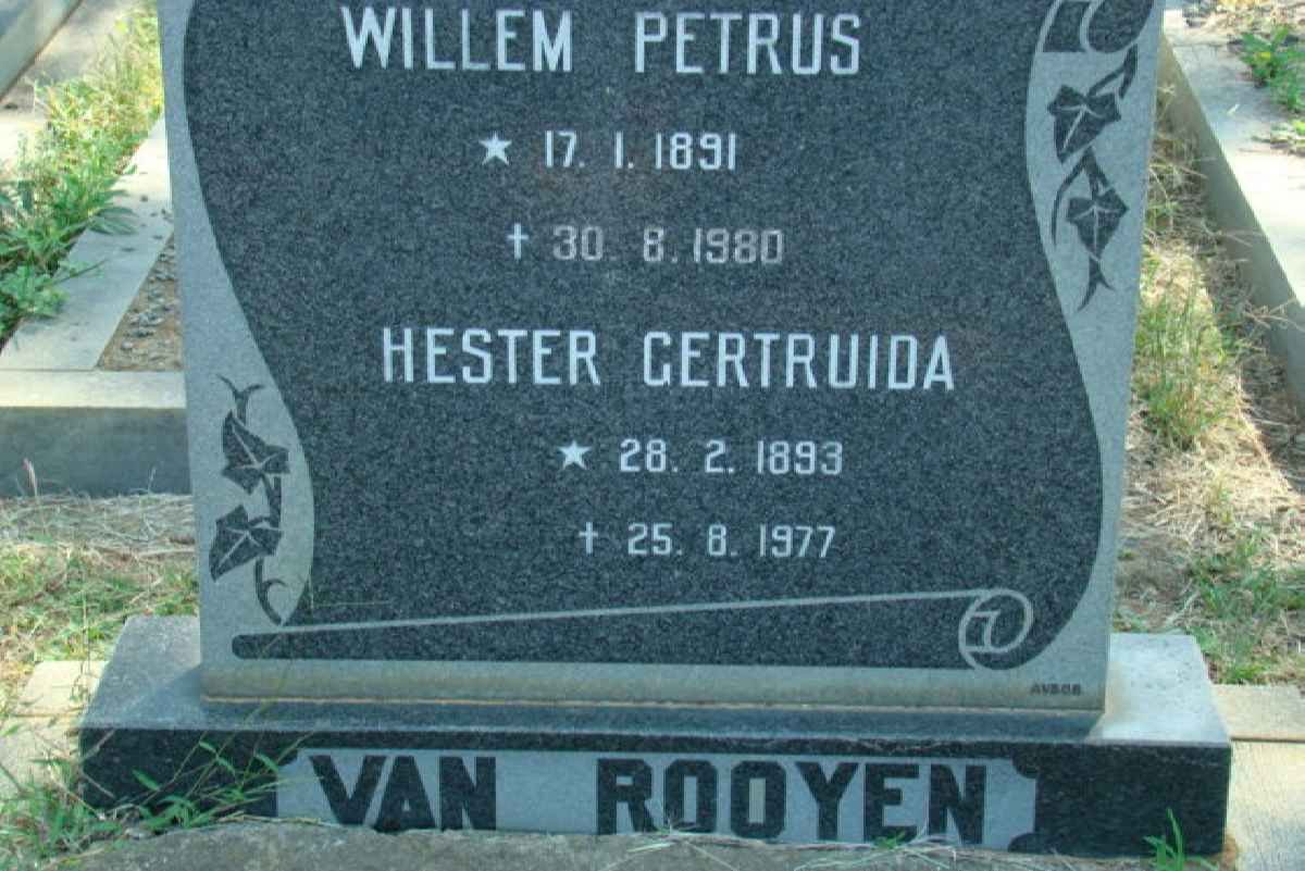ROOYEN Willem Petrus, van 1891-1980 &amp; Hester Gerttruida 1893-1977