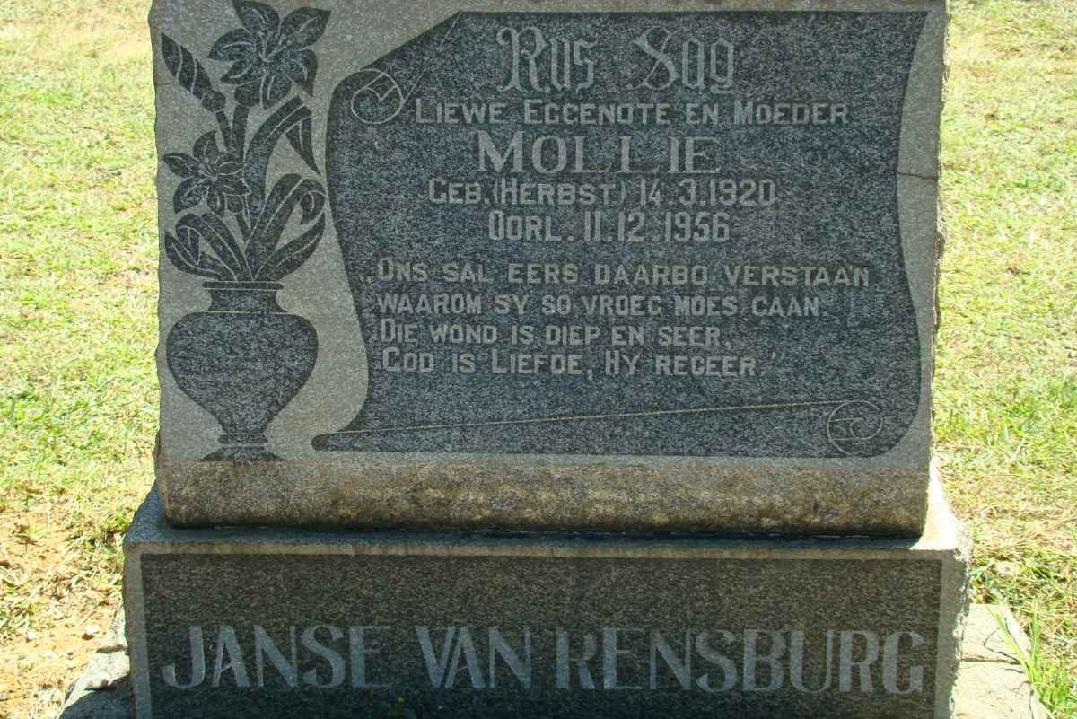 RENSBURG Mollie, Janse van nee HERBST 1920-1956