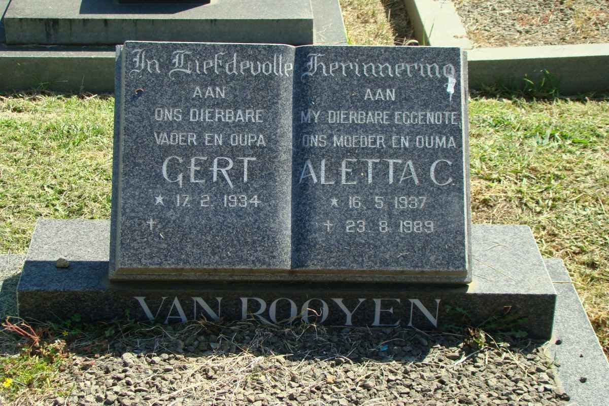 ROOYEN Gert, van 1934-  &amp; Aletta C. 1937-1989