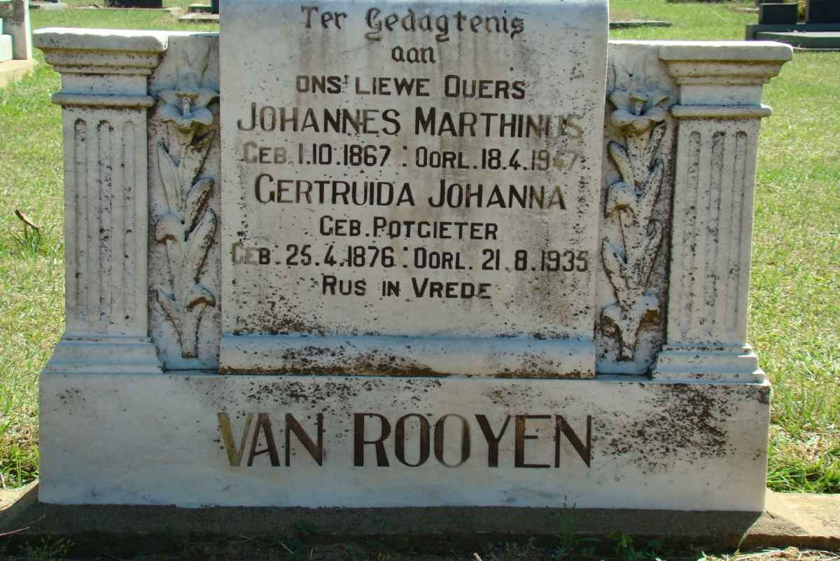 ROOYEN Johannes Marthinus, van 1867-1947 &amp; Gertruida Johanna POTGIETER 1876-1935