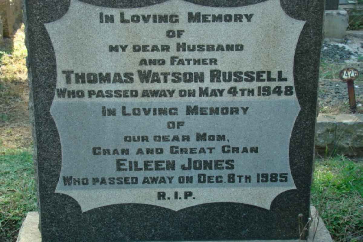 RUSSELL Thomas Watson -1948 &amp; Eileen Jones -1985