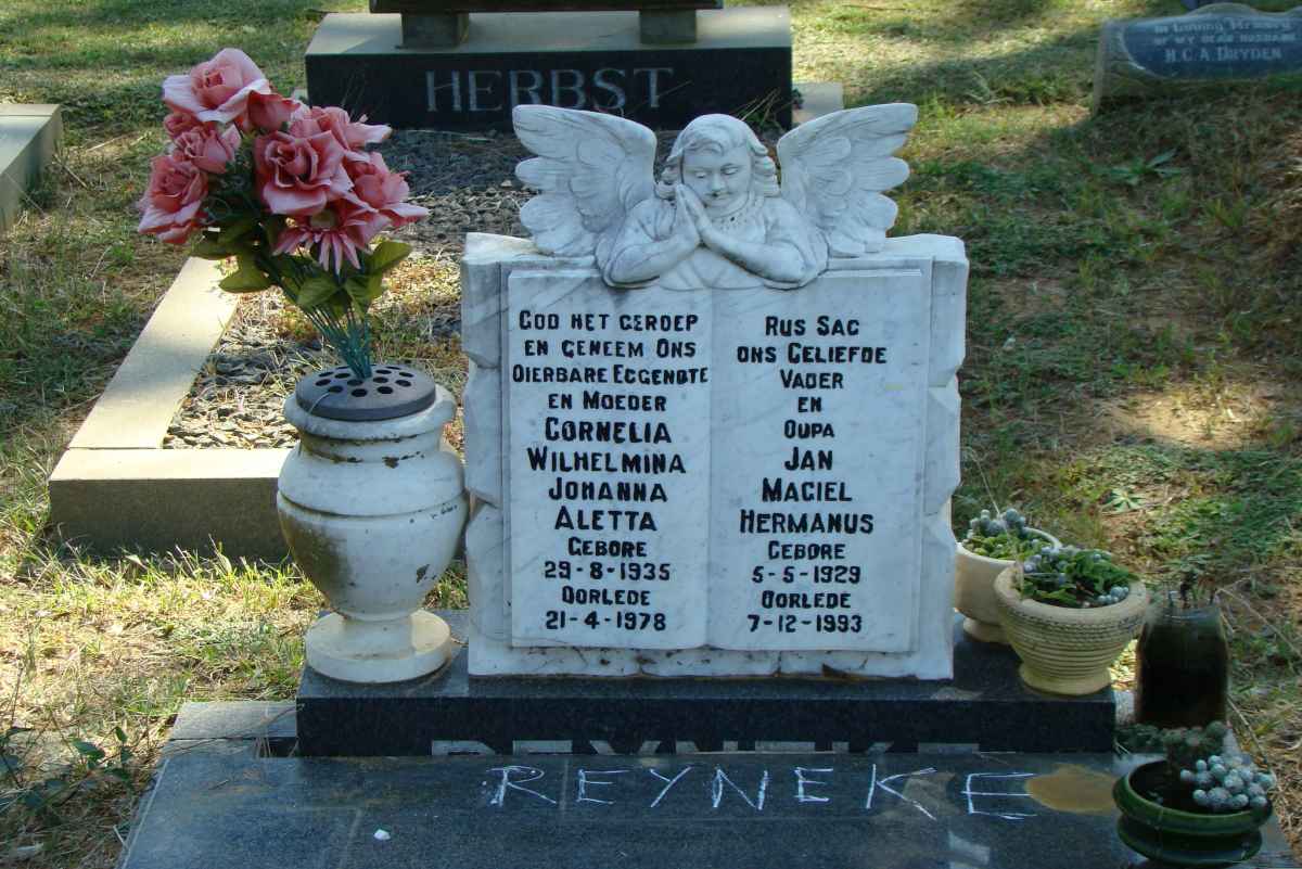REYNEKE Jan Magiel Hermanus 1929-1993 &amp; Cornelia Wilhelmina Johanna Aletta 1935-1978