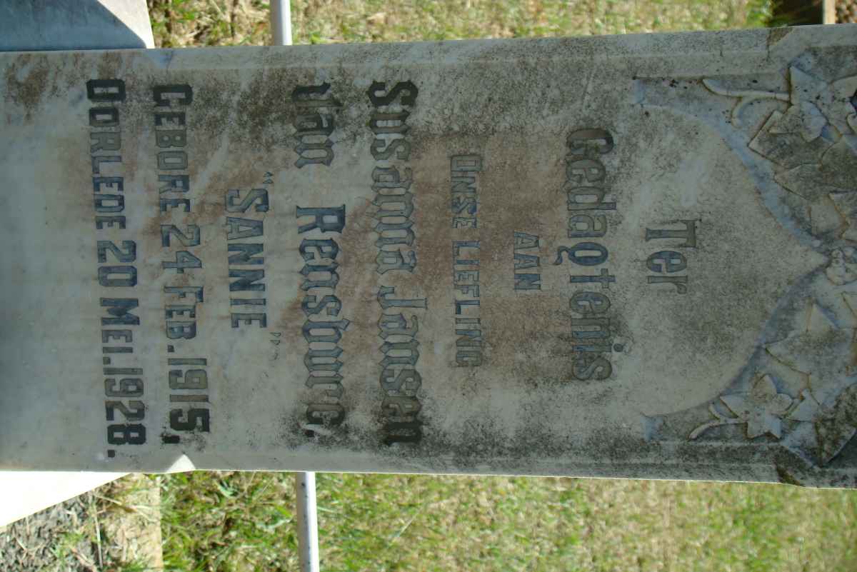 RENSBURG Susanna, Jansen van 1915-1928