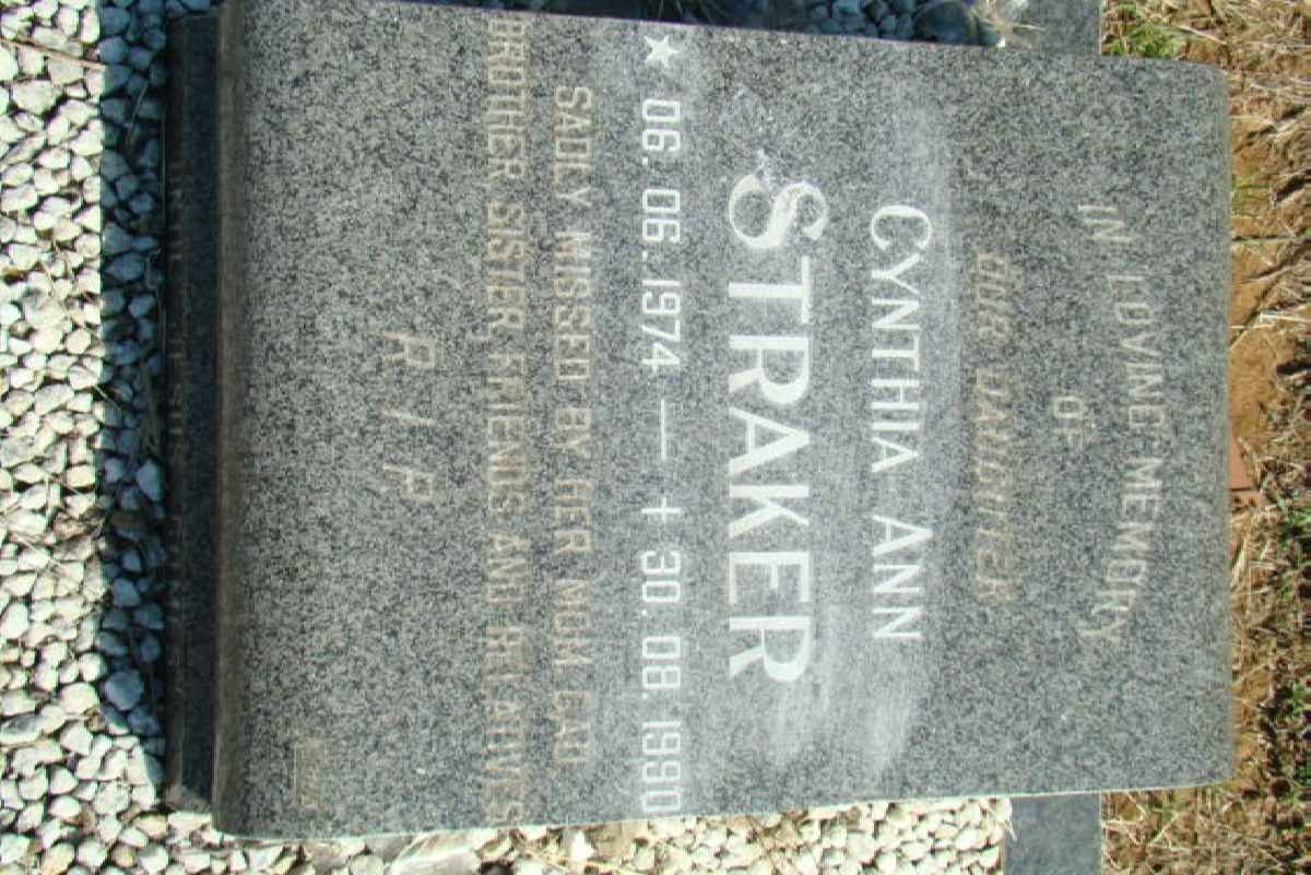 STRAKER Cynthia Ann 1974-1990