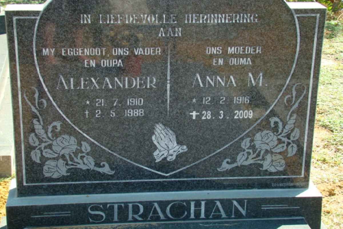 STRACHAN Alexander 1910-1988 &amp; Anna M. 1916-2009