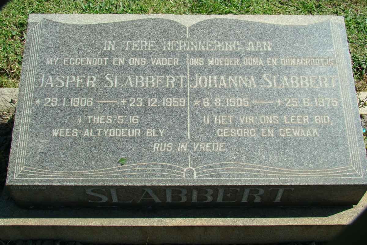SLABBERT Jasper 1906-1959 &amp; Johanna 1905-1975