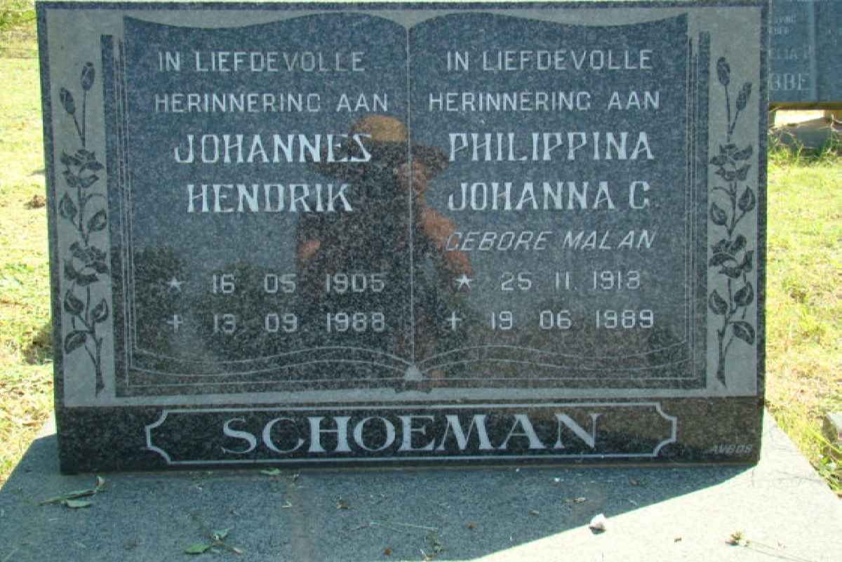 SCHOEMAN Johannes Hendrik 1905-1988 &amp; Philippina Johanna C. 1913-1989